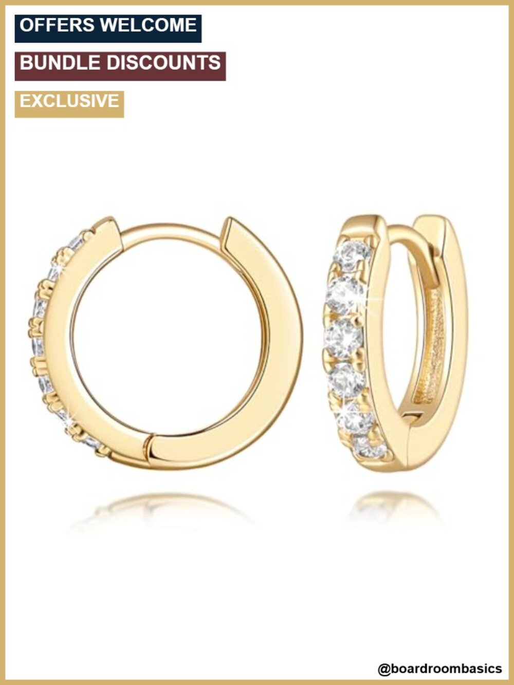 14K Gold Plated Hoop Earrings for Women Zirconia Multi-Size